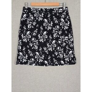 Tribal Women's Abstract Floral Stretch Athletic Skort Black White 6